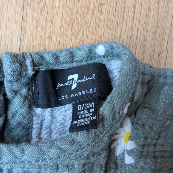 7 For All Mankind Green Daisy Print Infant Dress Size 0-3 Months - Picture 3 of 5